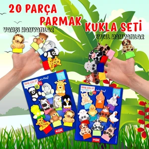 2 Set - 20 Parça Tox Evcil Hayvanlar ve Vahşi Hayvanlar Parmak Kukla 77-2/78-1