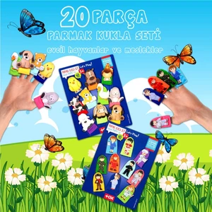 2 Set - 20 Parça Tox Evcil Hayvanlar ve Meslekler Parmak Kukla 77-1/76-1