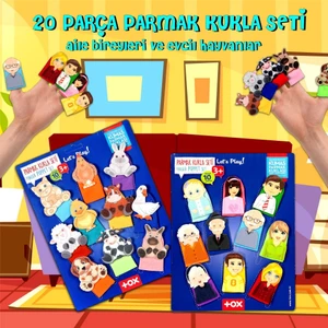2 Set - 20 Parça Tox Evcil Hayvanlar ve Aile Bireyleri Parmak Kukla 77-2/75-1