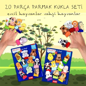2 Set - 20 Parça Tox Evcil Hayvanlar ve Vahşi Hayvanlar Parmak Kukla 77-1/78-2