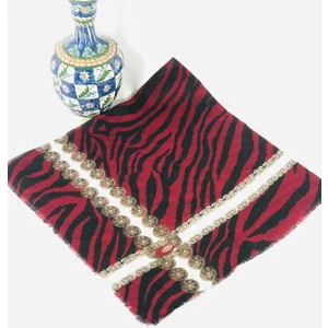 Mom Collection Flamlı Keten Tülbent Kırmızı