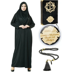Isme Özel Dini Hediyelik Set Namaz Elbisesi Seti Siyah