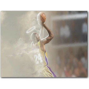 Cakatablo Ahşap Tablo Kobe Bryant Melek Halesi Basket Topu Görseli