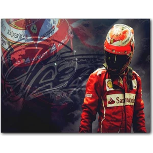 Cakatablo Ahşap Tablo Ferrari F1 Kimi Raikkonen Görseli