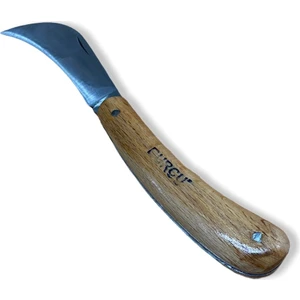 Ahşap Saplı Eğri Aşı ve Cep Çakısı - Yerli - 19 cm