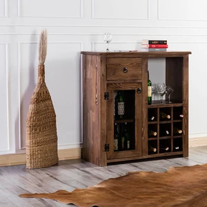 Bordo Ladin Ahşap Mini Bar Konsol