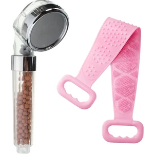 Silikon Banyo Kesesi Lifi + %50 Su Tasarruflu Doğal Taşlı Duş Başlığı