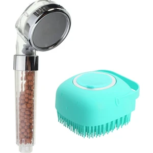 Banyo Duş Jeli Hazneli Masaj Lifi + %50 Su Tasarruflu Doğal Taşlı Duş Başlığı