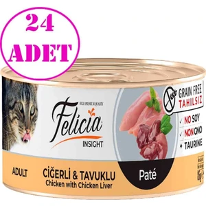 Tahılsız Ciğerli Tavuklu Kıyılmış Yaş Kedi Maması 85 gr 24 Ad