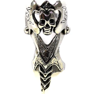 Skull Kısa Gümüş Kaplama Şovalye Yüzük