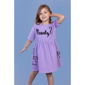 Toontoy Kız Çocuk Ready Baskılı Taş Işlemeli Iki Yanı Cepli Elbise