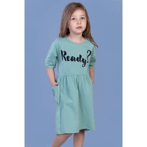 Toontoy Kız Çocuk Ready Baskılı Taş Işlemeli Iki Yanı Cepli Elbise