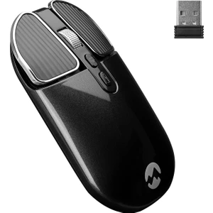 SM-619 Metalik Siyah 1600dpi Süper Sessiz Şarjlı Premium Kablosuz Mouse