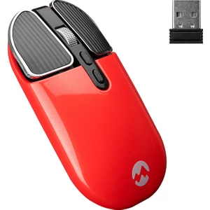 SM-619 1600dpi Süper Sessiz Metalik Kırmızı Şarj Edilebilir Premium Kablosuz Mouse