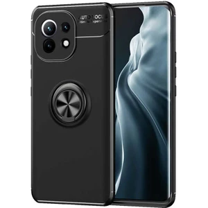 Kzy Xiaomi Mi 11 Kılıf Renkli Yüzüklü Manyetik Silikon Kapak Siyah - Siyah