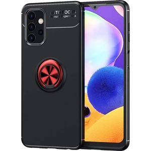 Kzy Samsung Galaxy A32 5g Kılıf Renkli Yüzüklü Manyetik Silikon Kapak Siyah - Kırmızı