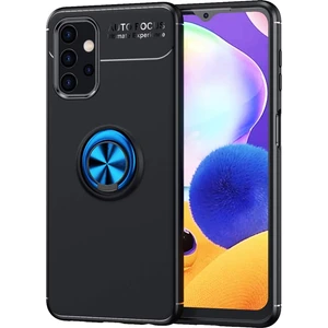 Kzy Samsung Galaxy A32 5g Kılıf Renkli Yüzüklü Manyetik Silikon Kapak Siyah - Mavi