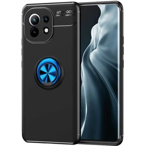 Kzy Xiaomi Mi 11 Kılıf Renkli Yüzüklü Manyetik Silikon Kapak Siyah - Mavi