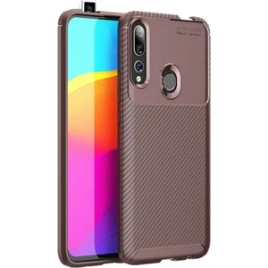 Kzy Huawei Y9 Prime 2019 Karbon Tasarımlı Kapak - Kahverengi