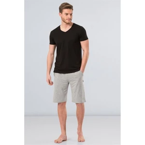 2170 Modal V Yaka Erkek T-Shirt  - Siyah