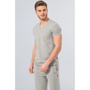 2170 Modal V Yaka Erkek T-Shirt  - Gri Melanj