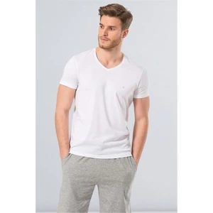 2170 Modal V Yaka Erkek T-Shirt  - Beyaz