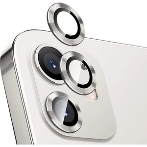 Apple iPhone 12 3D Metal Çerçeveli Kamera Lens Koruyucu Gri