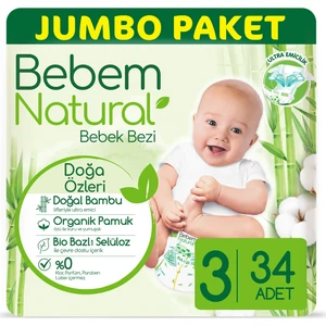 Bebem Natural Bebek Bezi 3 Beden Midi 34 Adet