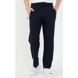 Lacivert Erkek Fermuar Cep Nakış Detaylı Düz Paça Rahat Kesim Eşofman Altı CMREO06