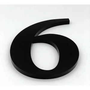 Kapı Numarası 10 cm No 6, Siyah Pleksi Kendinden Yapışkanlı Bina Daire Villa Kapı Numarası Roma Yazı Tipi