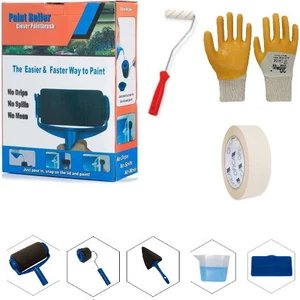 Paint Rulo 8 Parça Paint Roller Damlatmayan Ev Ofis Bahçe Boya Badana Rulosu Eldiven Parmak Rulo ve Bant Set 8 Li Smart Paint Rulo
