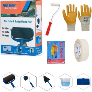 Paint Rulo 9 Parça Paint Roller Ev Ofis Bahçe Boya Badana Rulosu Eldiven Parmak Rulo Kesme Fırça ve Bant 9 Lu Smart Paint Rulo