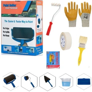 Paint Rulo 10 Parça Paint Roller Ev Ofis Bahçe Boya Badana Rulosu Eldiven Parmak Rulo Kesme Fırça Tulum ve Bant 10 Lu Smart Paint Rulo