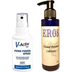 V-Activ Man Penis Power Spray 50 ml Erkeklere Özel Sprey+Eros 125ML Lubricant Gel