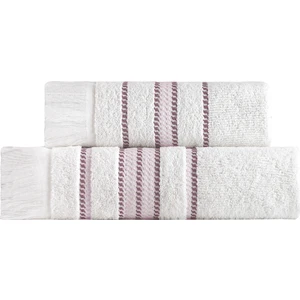 Stripe Pembe Bordür Pamuk Yumuşak 2'li Havlu Seti (50X100 + 70X140)