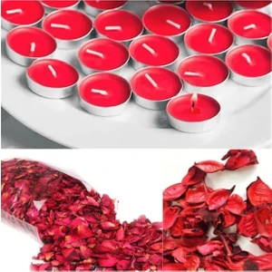 Star Global Sevgiliye Eşe 2000 Adet Kuru Gül Yaprağı + 50 Adet Kırmızı Tealight Mum Romantik Süsleme