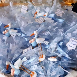 Hayaller Dükkanı 30 Adet Leylek Magnet Biblo Ikiz Bebek