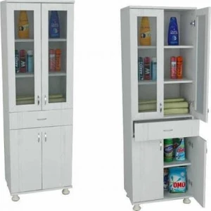 Mdf Lake Kapaklı Banyo ve Mutfak Boy Dolabı Pleksi Cam Kapaklı