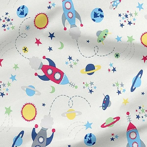 Daisy Star 240 cm Eninde Nevresimlik Poplin Kumaş Uzay Desen