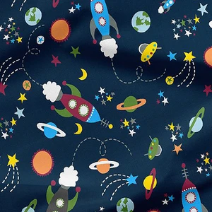 Daisy Star 240 cm Eninde Nevresimlik Poplin Kumaş Uzay Desen