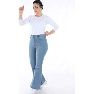 Kadın İspanyol Paça Kot Pantolon (Açık Mavi)