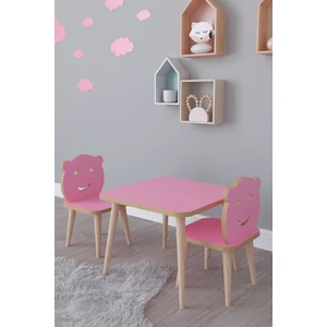 Bambi Yaz Sil Yüzey Çocuk Masa Sandalye Takımı 1 Aktivite Oyun Masası 2 Sandalye - Pembe