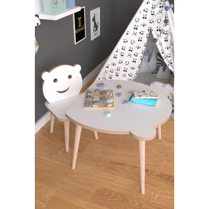 Panda Yaz Sil Yüzey Çocuk Masa Sandalye Takımı 1 Aktivite Oyun Masası 1 Sandalye - Beyaz