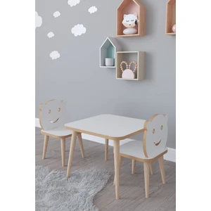 Bambi Yaz Sil Yüzey Çocuk Masa Sandalye Takımı 1 Aktivite Oyun Masası 2 Sandalye - Beyaz