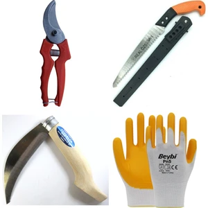 Real Özs Bağ Bahçe Kombine Budama Seti 4 Parça (Makas+Kılıflı Budamatestere+Budama Bıçağı+Çalışma Eldiveni)