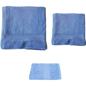 Asker Kolisi 3'lü Mavi Banyo & El & Traş Havlusu Seti