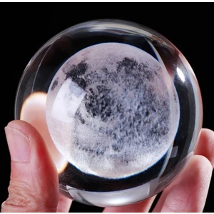 Hediye Filesi Renk Değiştiren LED Işıklı Dolunay Pilli Cam Küre 6 cm