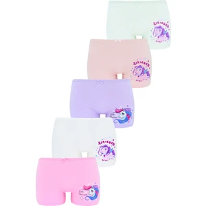Kız Çocuk Boxer 5'li Paket Karışık Renk Unicorn Baskılı Boxer