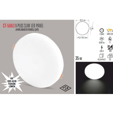 Cata CT-5663 30W/6400K X-Plus Slım LED Panel(Beyaz) Cata Fiyatı