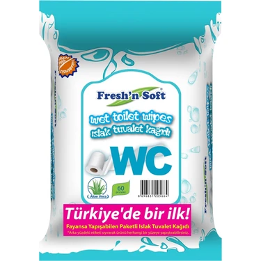Fresh'n Soft 60 Adet Islak Tuvalet Kağıdı Parfümsüz 1 Katlı Hassas Ciltler İçin